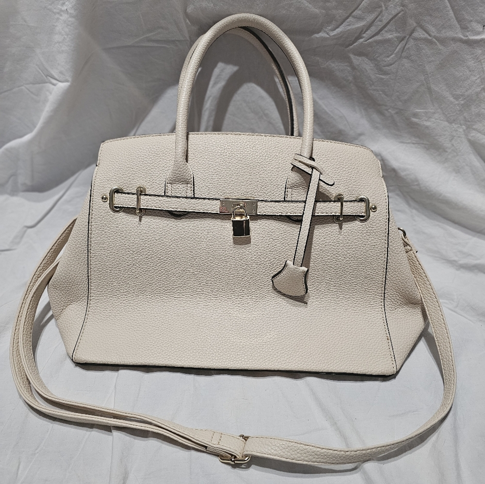 Cream Large Shoulder Bag with Versatile Design